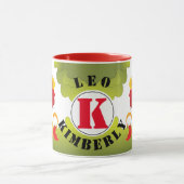 Schattige LEO Leeuw Eigen Monogram & Naam Mok (Midden)