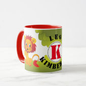 Schattige LEO Leeuw Eigen Monogram & Naam Mok (Voorkant links)