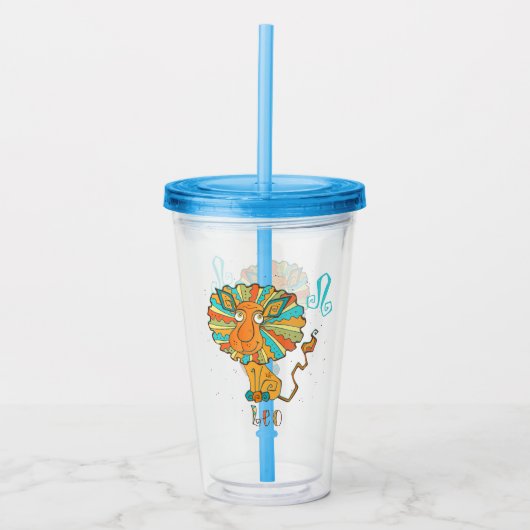 Schattige Leo Lion Acryl Drinkbeker (Voorkant)