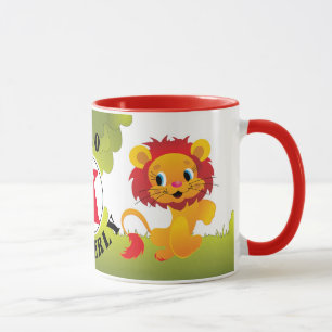 Schattige LEO Lion Custom Monogram & Naam Mok