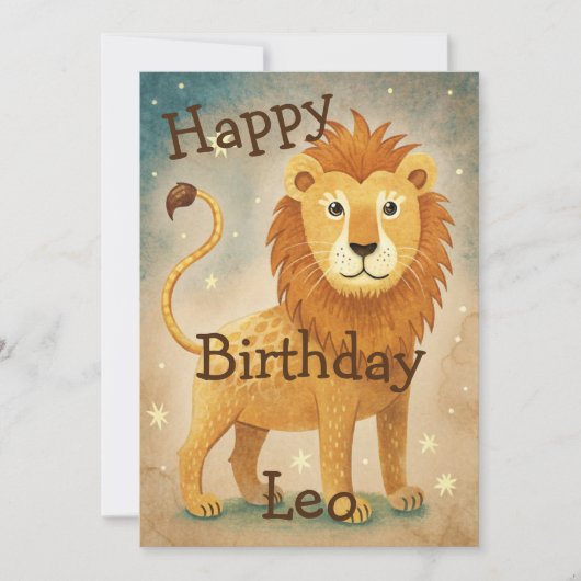 Schattige Leo Zodiac teken Verjaardag Feestdagenkaart (Voorkant)