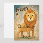 Schattige Leo Zodiac teken Verjaardag Feestdagenkaart (Voorkant / Achterkant)