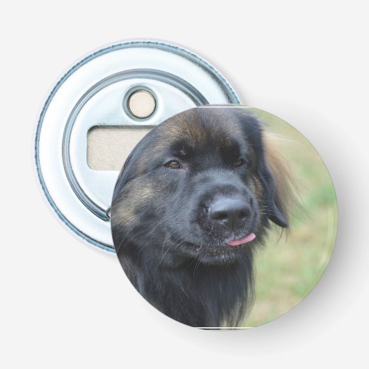 Schattige Leonberger Button Flesopener (Voorkant)