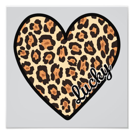 Schattige Leopard Heart Valentijnsdag cadeau Foto Afdruk (Voorkant)