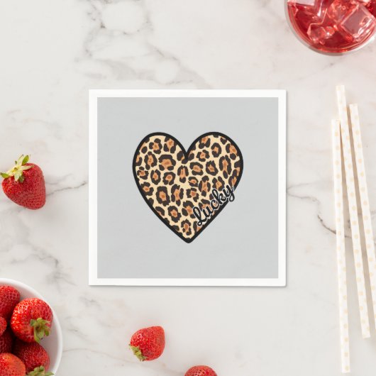 Schattige Leopard Heart Valentijnsdag cadeau Servet (Insitu)
