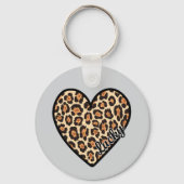 Schattige Leopard Heart Valentijnsdag cadeau Sleutelhanger (Voorkant)
