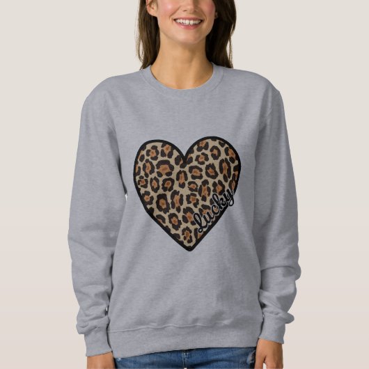 Schattige Leopard Heart Valentijnsdag cadeau Trui (Voorkant)