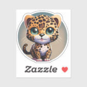 Schattige Leopard Kitten Safari Dierlijke Cartoon  Sticker (Vel)