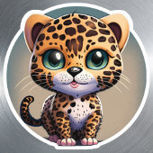 Schattige Leopard Kitten Safari Dierlijke Cartoon  Sticker