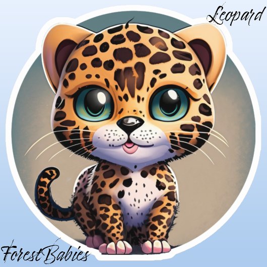 Schattige Leopard Kitten Safari Dierlijke Cartoon  Sticker