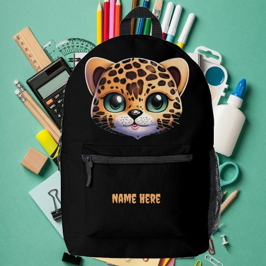 Schattige Leopard Oerwoud Cat Safari Cartoon Graph Bedrukte Rugzak