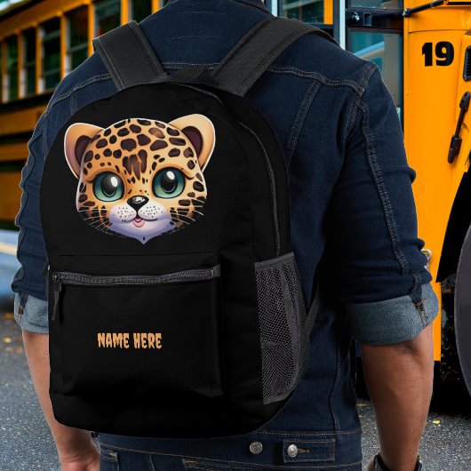 Schattige Leopard Oerwoud Cat Safari Cartoon Graph Bedrukte Rugzak