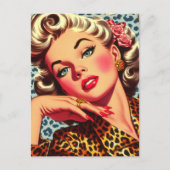 Schattige Leopard Print Girl Briefkaart (Voorkant)
