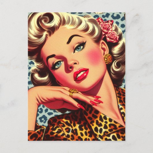 Schattige Leopard Print Girl Briefkaart (Voorkant)