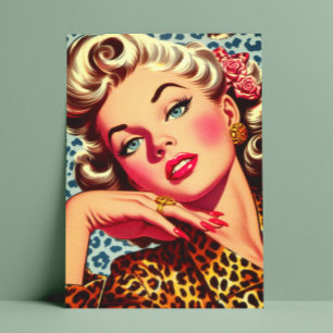 Schattige Leopard Print Girl Briefkaart