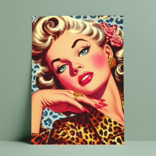 Schattige Leopard Print Girl Briefkaart