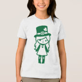 Schattige Leprechaun Meisje St. Patrick's Day Tri-Blend Shirt (Voorkant)
