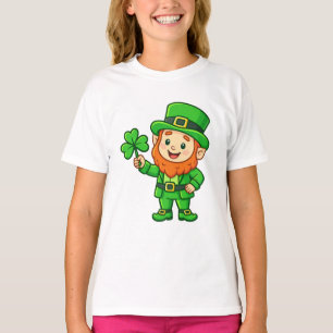 Schattige Leprechaun met Lucky St. Patrick Klaver T-shirt
