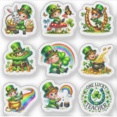 Schattige Leprechaun Regenboog St. Patrick's Dag S Sticker (Voorkant)