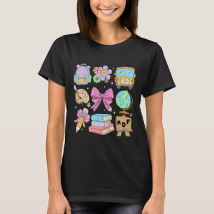 Schattige Leraar Coquette Potlood Boog Schoolbus R T-shirt