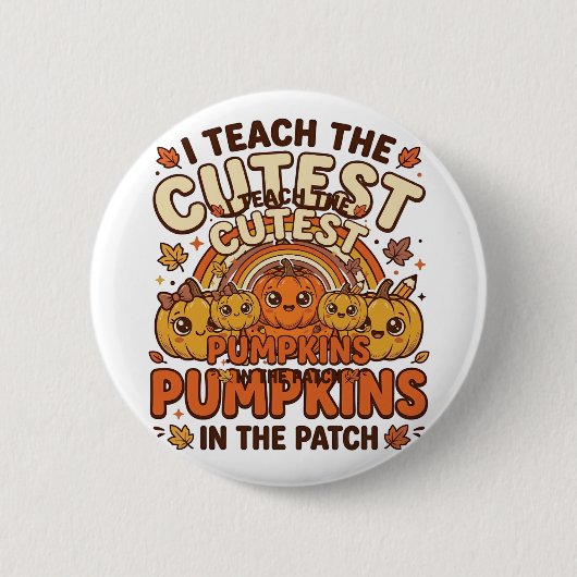 Schattige leraar pompoen herfst klaslokaal vector ronde button 5,7 cm (Voorkant)