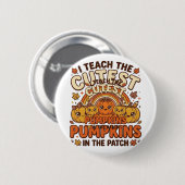 Schattige leraar pompoen herfst klaslokaal vector ronde button 5,7 cm (Voorkant /achterkant)