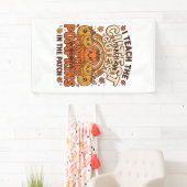 Schattige leraar pompoen herfst klaslokaal vector spandoek (Insitu)