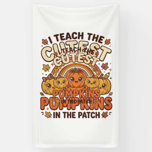 Schattige leraar pompoen herfst klaslokaal vector spandoek (Verticaal)