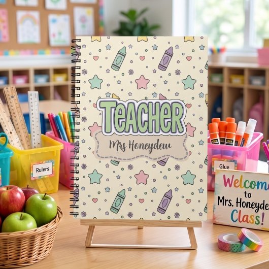 Schattige leraar potlood school patroon  notitieboek