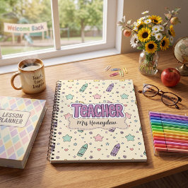Schattige leraar potlood schoolpatroon  notitieboek