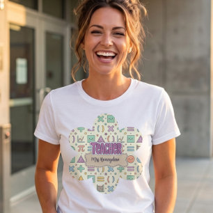 Schattige leraar school wiskunde patroon t-shirt