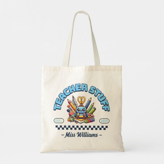 Schattige Leraar Stuff Leraar Waardering Tote Bag (Achterkant)