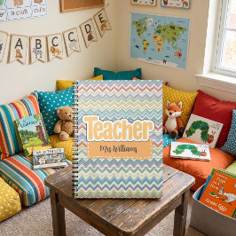 Schattige leraar terug naar school retro patroon notitieboek