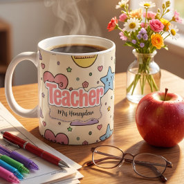 Schattige leraar wiskunde vormen patroon koffiemok