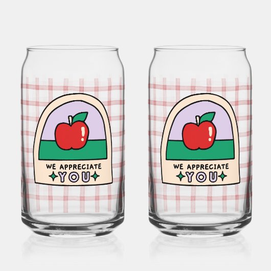Schattige lerar Apple Cup Blikvorm Glas (Voorkant)