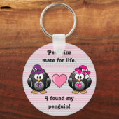 Schattige lesbische pinguïns Twee Brides Heart Pet Sleutelhanger (Voorkant)