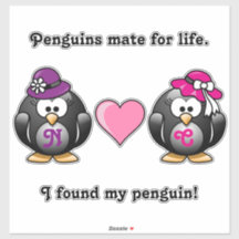 Schattige lesbische pinguïns Twee Brides Heart Pet