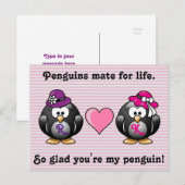 Schattige lesbische pinguïns twee bruiden hart Pet Briefkaart (Voorkant / Achterkant)