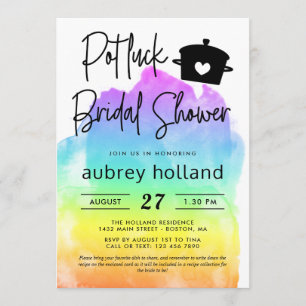 Schattige lesbische regenboog potluck bruidsfeest kaart