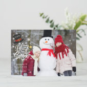 Schattige LET IT SNOW Aangepaste begroeting foto o Feestdagenkaart (Staand voorkant)