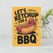 Schattige Let's Ketchup BBQ Party Kaart (Staand voorkant)