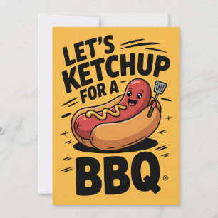 Schattige Let's Ketchup BBQ Party Kaart