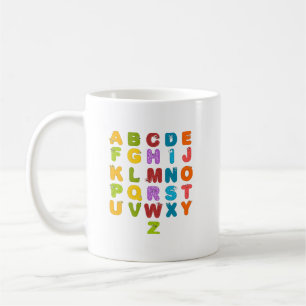 Schattige Letters Grappig Leren Alfabet Regenboog Koffiemok