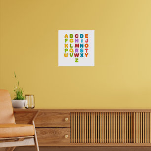 Schattige Letters Grappig Leren Alfabet Regenboog  Poster