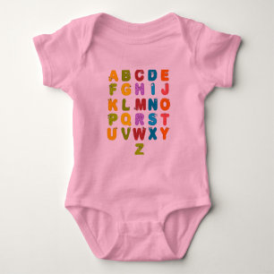 Schattige Letters Grappig Leren Alfabet Regenboog Romper
