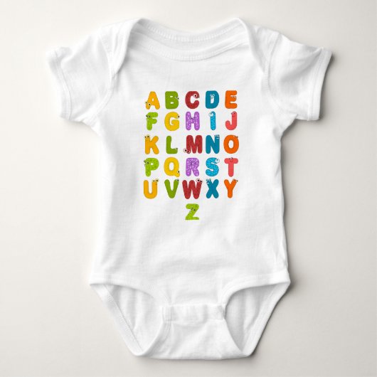 Schattige Letters Grappig Leren Alfabet Regenboog Romper (Voorkant)