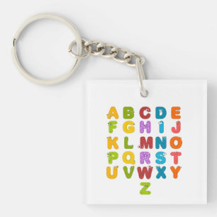 Schattige Letters Grappig Leren Alfabet Regenboog Sleutelhanger