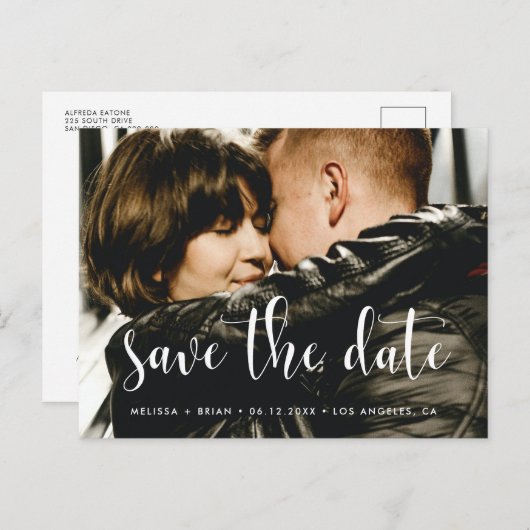 Schattige lettertype De datum opslaan Aankondigingskaart (Voorkant / Achterkant)