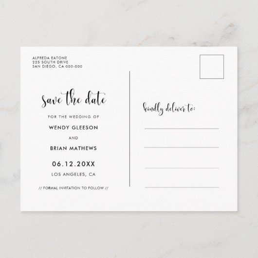 Schattige lettertype De datum opslaan Aankondigingskaart (Achterkant)