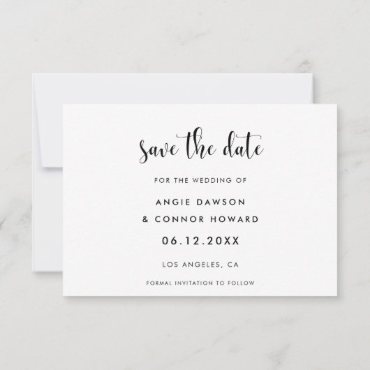 Schattige lettertype De datumfotokaart opslaan Aankondiging (Achterkant)